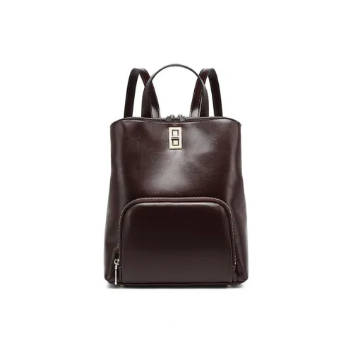 TTaG．baG Рюкзак из коровьей кожи Унисекс Черный Кофейный Коричневый