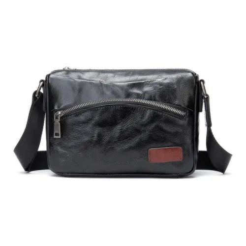 DOSRFINI Сумка через плечо из коровьей кожи Мужская Черная