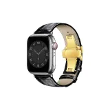 Чёрный с белыми полосами и золотая пряжка