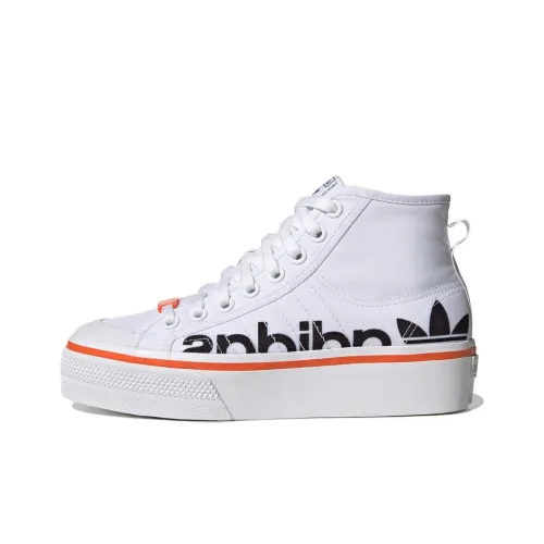 Adidas Originals NIZZA PLATFORM MID Противоскользящие высокие кроссовки для скейтбординга Женские Белые Черные Оранжевые