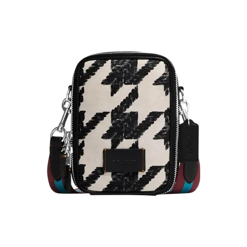 COACH Stanton Холщовая кожа Camera Сумка Холщовая сумка Сумка через плечо Женская Черно-белая