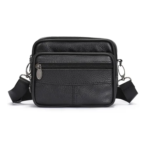 DOSRFINI Сумка через плечо из коровьей кожи Мужская Черная Кофейная