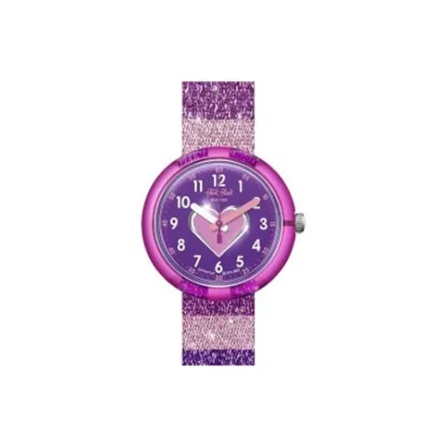 Swatch Quartz Механизм Детские часы 35*31,85 мм Фиолетовый циферблат Часы Пластиковый корпус Часы Пластиковый ремешок