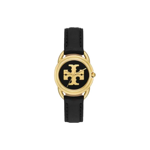 TORY BURCH Женские часы Кварцевый механизм Кожаный ремешок 32 мм Черный циферблат