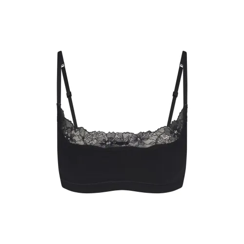 SKIMS Cotton Lace Scoop Bralette Бюстгальтер Женский Onyx Onyx