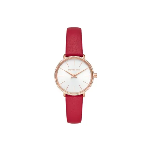 MICHAEL KORS Mini Pyper Collection Women's Watch Кварцевый механизм Кожаный ремешок 32 мм Белый циферблат