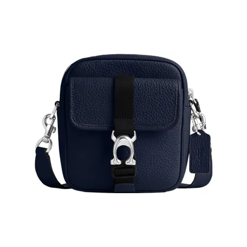 COACH Сумка через плечо из галечной кожи мини мужская морской синий