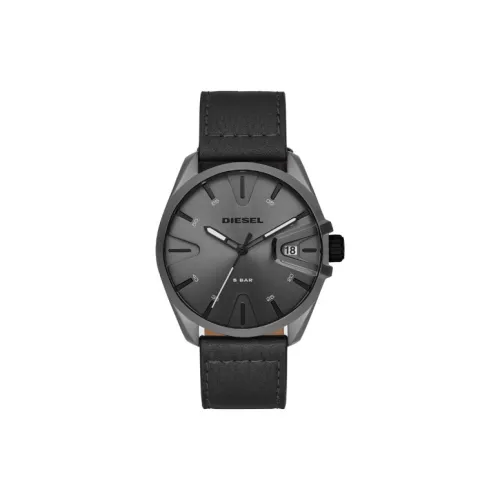 DIESEL Мужские часы Кварцевый механизм Кожаный ремешок 44 мм Черный циферблат