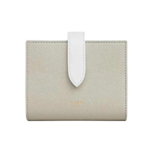 CELINE Кошелек из коровьей кожи маленький женский серый и белый