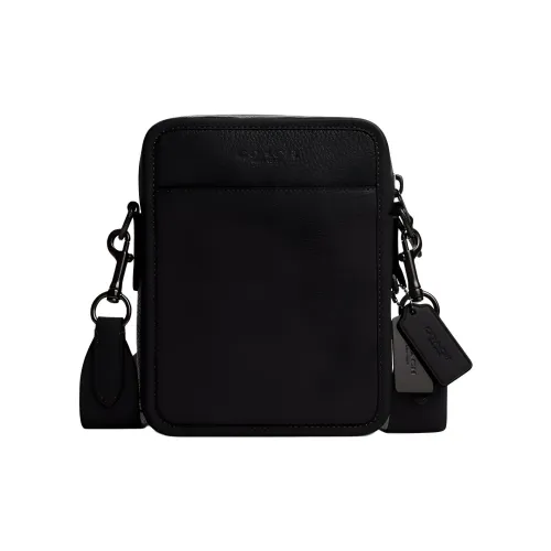 COACH Sullivan Галька текстура Кожа с Гладкий Телячья кожа Сумки кросс-боди Маленький Мужской Черный Медный Черный