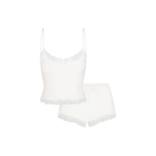 SKIMS Хлопок Кружево CAMI и Короткий Комплект Пижамный Набор Женские Мраморный Мраморный