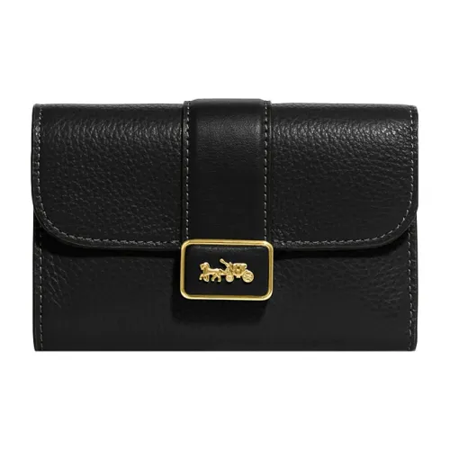 COACH Grace Утонченный клатч из галечной кожи с гладкой кожей средний женский черный