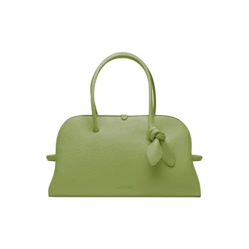 Jacquemus GRAIN LEATHER Bowling Bag Large Women's Green