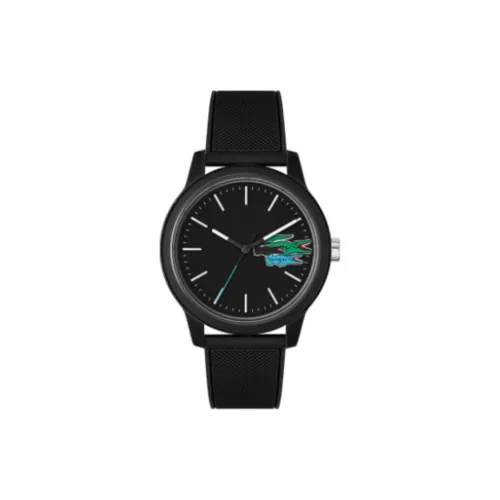 LACOSTE Мужские часы Кварцевый механизм Силиконовый ремешок 42 мм Черный циферблат