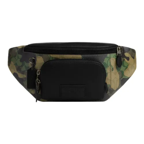 COACH Покрытый холст с телячьей кожей сумка на плечо сумка через плечо поясная сумка большая мужская камуфляжная