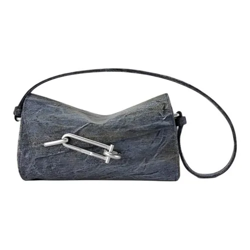 TAD FAB Деним Ткань Коровья крупнозернистая текстура Сумка через плечо Маленькая Унисекс Синяя Черная