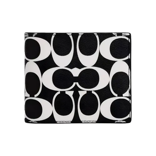 COACH 3 IN 1 Wallet Покрытый холст Кошелек Мини Женский Металлический Черный Мел