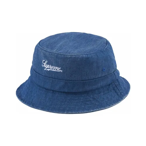 Supreme Покрытый Хлопок Деним Панама Унисекс Синяя