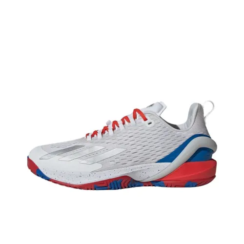 Adidas Adizero Cybersonic Амортизация Износостойкий Низкий Топ Кроссовки для тенниса Мужские Облачно-белый Металлик-серый Ярко-красный