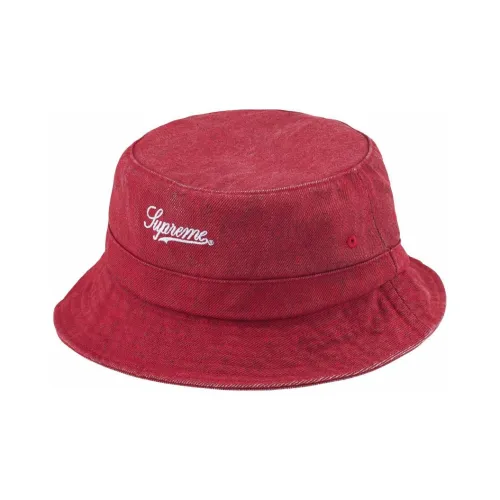 Supreme Покрытый Хлопок Деним Панамы Унисекс Красный