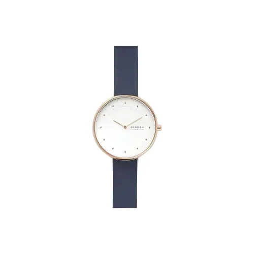 SKAGEN Gitte Collection Women's Watch Кварцевый механизм Кожаный ремешок 38 мм Белый циферблат