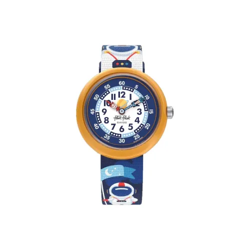 Swatch Quartz Механизм Детские часы 35*31,85 мм Синий циферблат Пластиковый корпус Часы Тканевый ремешок