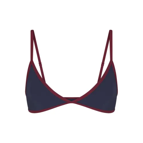 SKIMS FITS EVERYBODY Контрастный Комбинированный Треугольный Бюстгальтер Женский Темно-синий Морской синий