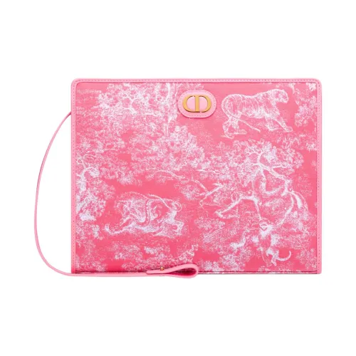 DIOR Toile DE Jouy Жаккардовая ткань Клатч Средний Женские Конфетно-розовый