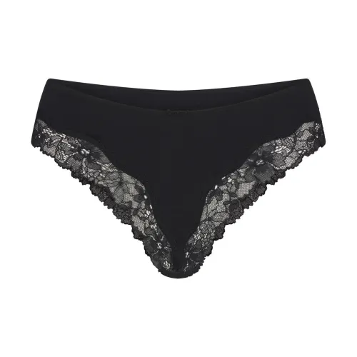 SKIMS Cotton Lace Bikini Underwear Women's Onyx Оникс