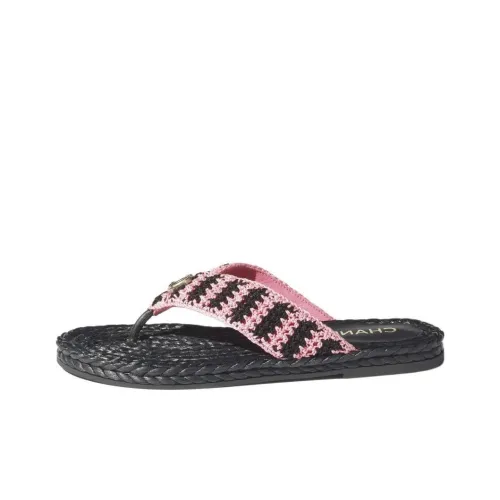 CHANEL Шлепанцы Женские Черные Розовые