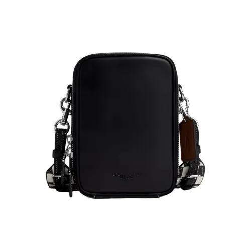 COACH Stanton Smooth Calfskin Canvas Crossbody Bag Small Women's Black