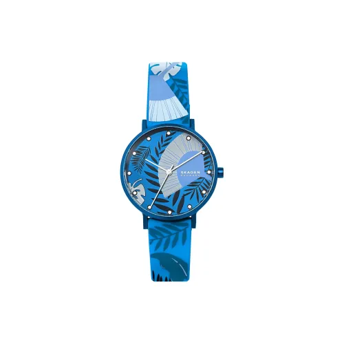 SKAGEN Aaren Collection Женские часы Кварцевый механизм Силиконовый ремешок 36 мм Синий циферблат