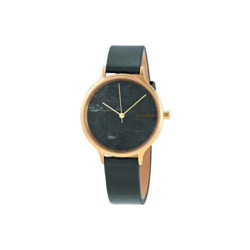 SKAGEN ANITA Collection Женские часы Кварцевый механизм Кожаный ремешок 34 мм Зеленый циферблат