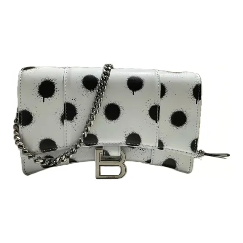 Balenciaga HOURGLASS Кожаный клатч Женский Белый и Черный