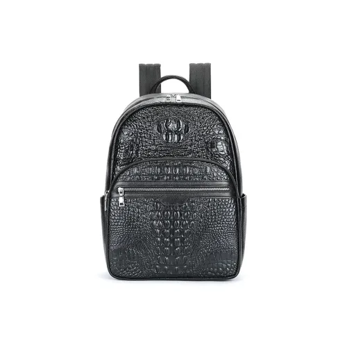 KONADCT Рюкзак из крупнозернистой текстуры коровьей кожи большой унисекс черный