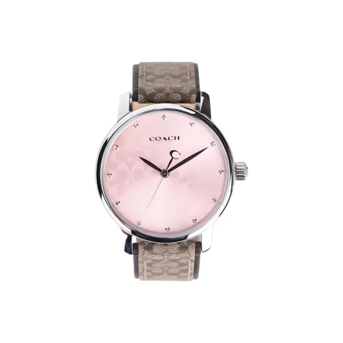 COACH Наручные часы Кварцевый механизм Кожаный ремешок 36 мм Розовый циферблат Женские часы