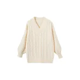 Свитер с V-образным вырезом, абрикосового цвета