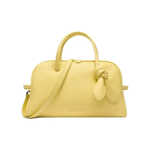 Jacquemus Grained Телячья кожа Bowling Сумка Сумка через плечо Сумка Маленькая Женская Светло-желтая