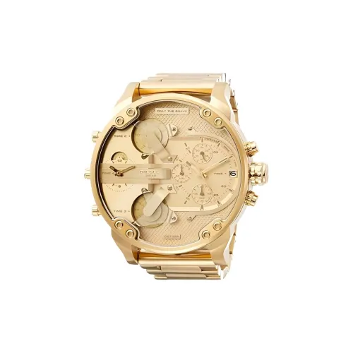 DIESEL TIMEFRAME Мужские часы Кварцевый механизм Ремешок из нержавеющей стали 56 мм Золотой циферблат