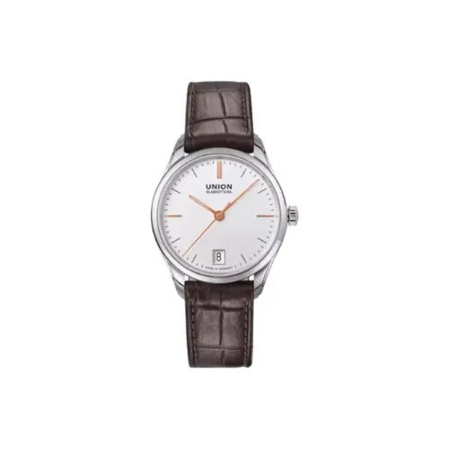 UNION GLASHUTTE SA Механический механизм Женские часы 34 мм Белый циферблат Корпус из нержавеющей стали Кожаный ремешок