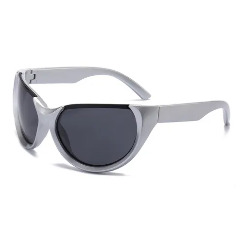 ALIEN BANG Компьютерная Нерегулярная форма Солнцезащитные очки Унисекс Серебряный Черный Металлический