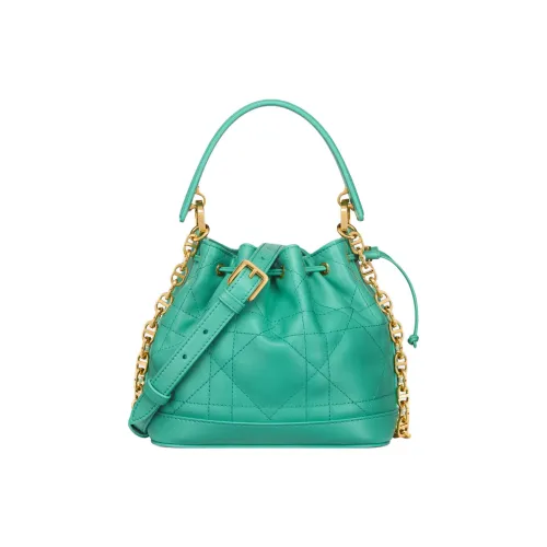 DIOR Jolie Плетеный узор Коровья кожа Ведрообразная сумка Сумка Сумка через плечо Маленькая Женская Морской синий