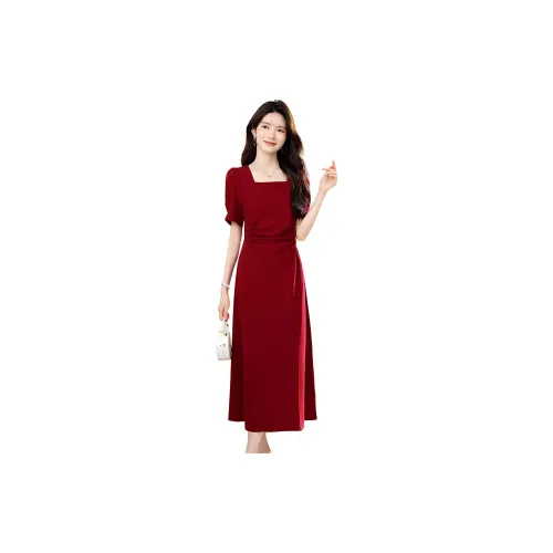 IVENI Red Женские Короткие Платья с Рукавами
