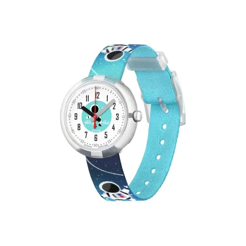 SWATCH Flik Flak Feifei Series Кварцевый механизм Детские часы 31,85 мм Белый циферблат Пластиковый корпус Часы Тканевый ремешок