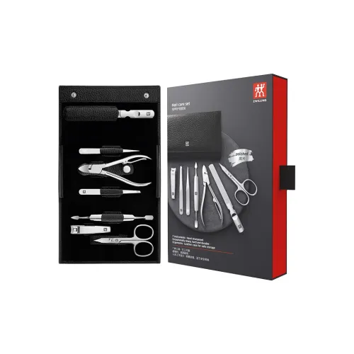 ZWILLING Натуральная кожа Высокий конец 7 предметов Набор Кусачки для ногтей Ножницы Серебряный Кусачки для ногтей