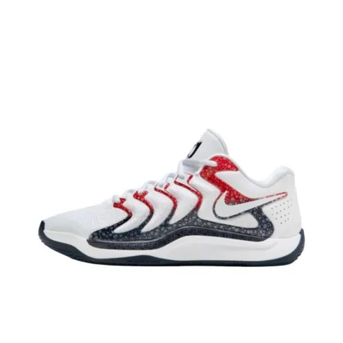 Nike KD 17 Баскетбольные кроссовки Low Топ Белый Красный Мужской