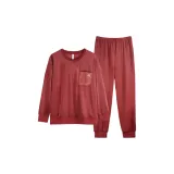 Круглый вырез, женский, темно-красный