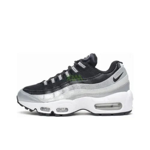 Nike Air Max 95 Амортизация Износостойкий Низкий Топ Повседневная Обувь Женская Металл Платина Серебряный