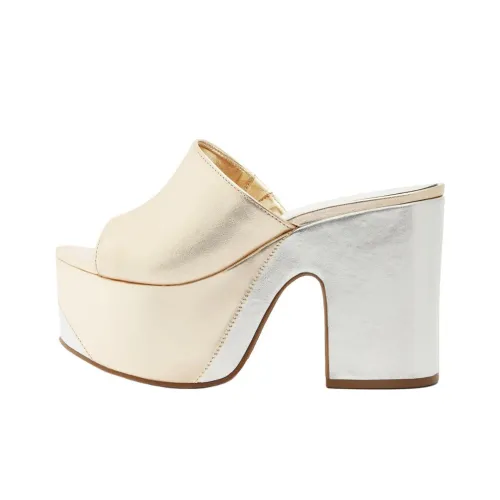 Schutz Слипоны 11cm Женские Золотые и Серебряные