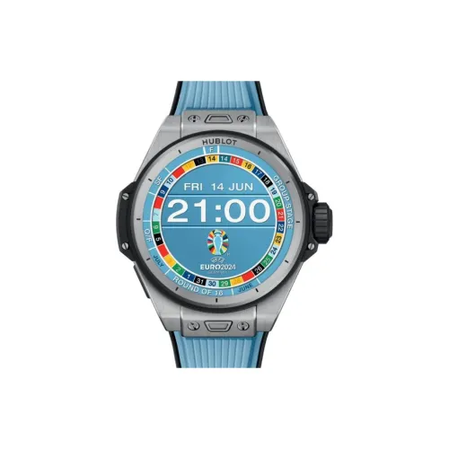 HUBLOT Кварцевый механизм Мужские часы Часы 44 мм Синий циферблат Титановые корпуса Часы Резиновый ремешок